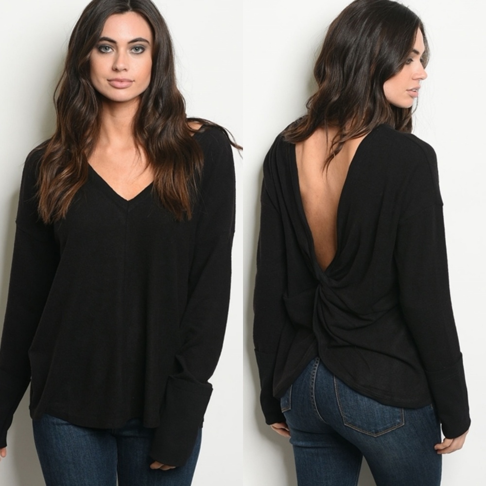 2 LEFT! Black twist back top - Picture 4 of 6